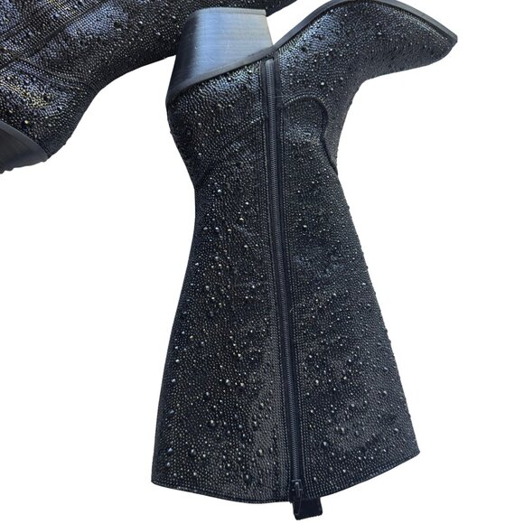 New without Box Western Black Sparkle Rhinestone Wide Calf Cowboy Boots - Picture 10 of 15